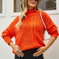 Cable-Knit Turtle Neck Long Sleeve Sweater - Deals DejaVu