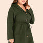 Plus Size Drawstring Waist Hooded Cardigan with Pockets - Deals DejaVu