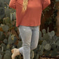 Plus Size Notched Long Sleeve T-Shirt