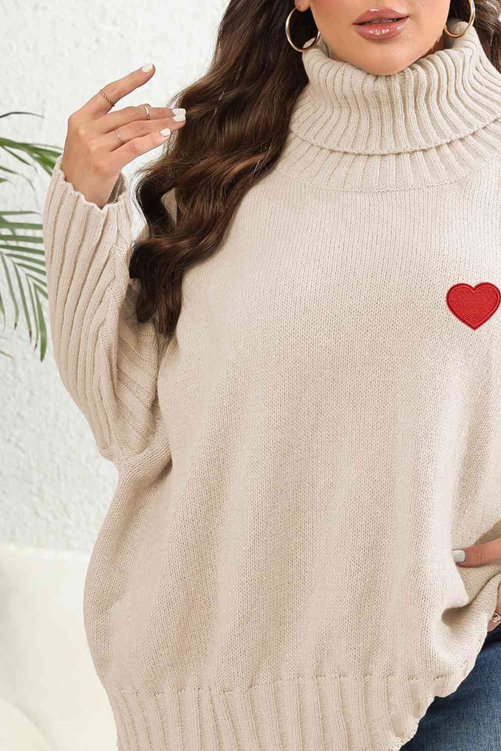 Plus Size Turtle Neck Long Sleeve Sweater - Deals DejaVu