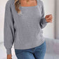 Square Neck Mixed Knit Sweater