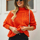 Cable-Knit Turtle Neck Long Sleeve Sweater - Deals DejaVu