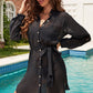 Belted Button-Front Cover-Up Shirt Dress (TB11D) T - Deals DejaVu