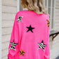 Star Pattern Round Neck Dropped Shoulder Sweater