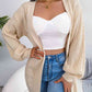 Cable-Knit Open Front Pocketed Cardigan