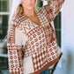 Printed V-Neck Long Sleeve Sweater