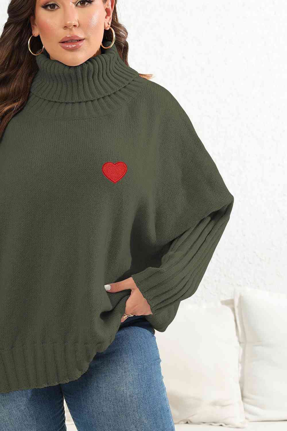 Plus Size Turtle Neck Long Sleeve Sweater - Deals DejaVu