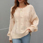 Woven Right Cable-Knit Openwork Round Neck Sweater