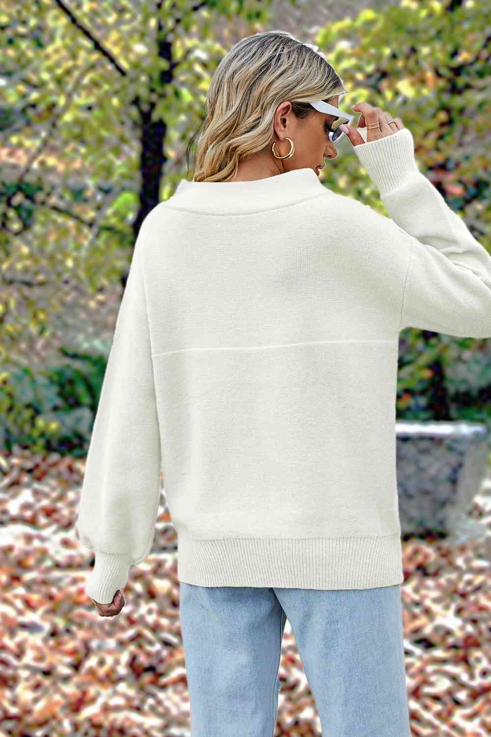 Off-Shoulder Dropped Shoulder Sweater - Deals DejaVu