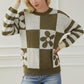 Contrast Round Neck Long Sleeve Sweater - Deals DejaVu