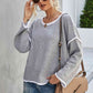 Round Neck Dropped Shoulder Sweater - Deals DejaVu