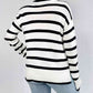 Striped Turtleneck Drop Shoulder Sweater