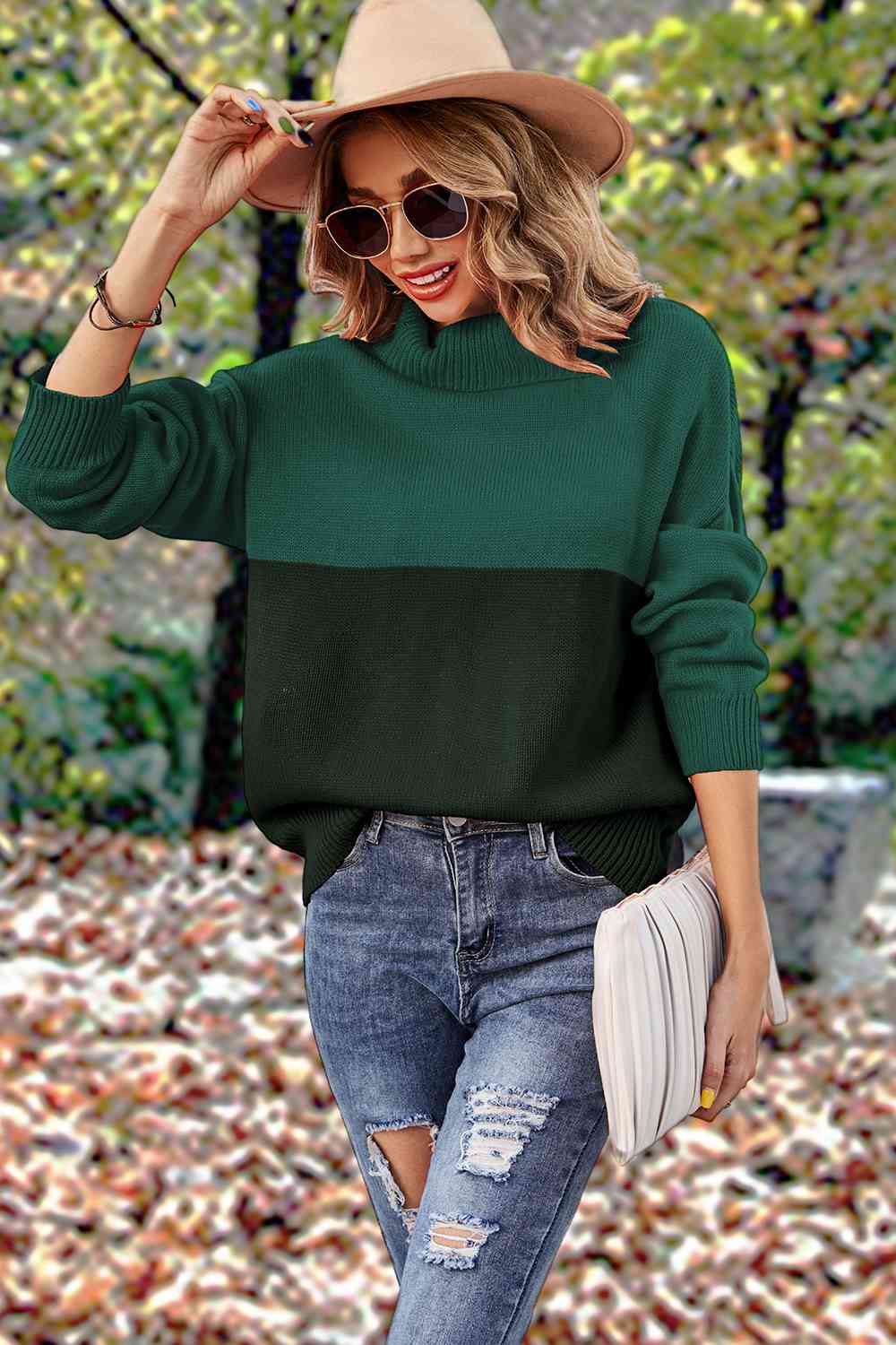 Turtleneck Long Sleeve Sweater - Deals DejaVu