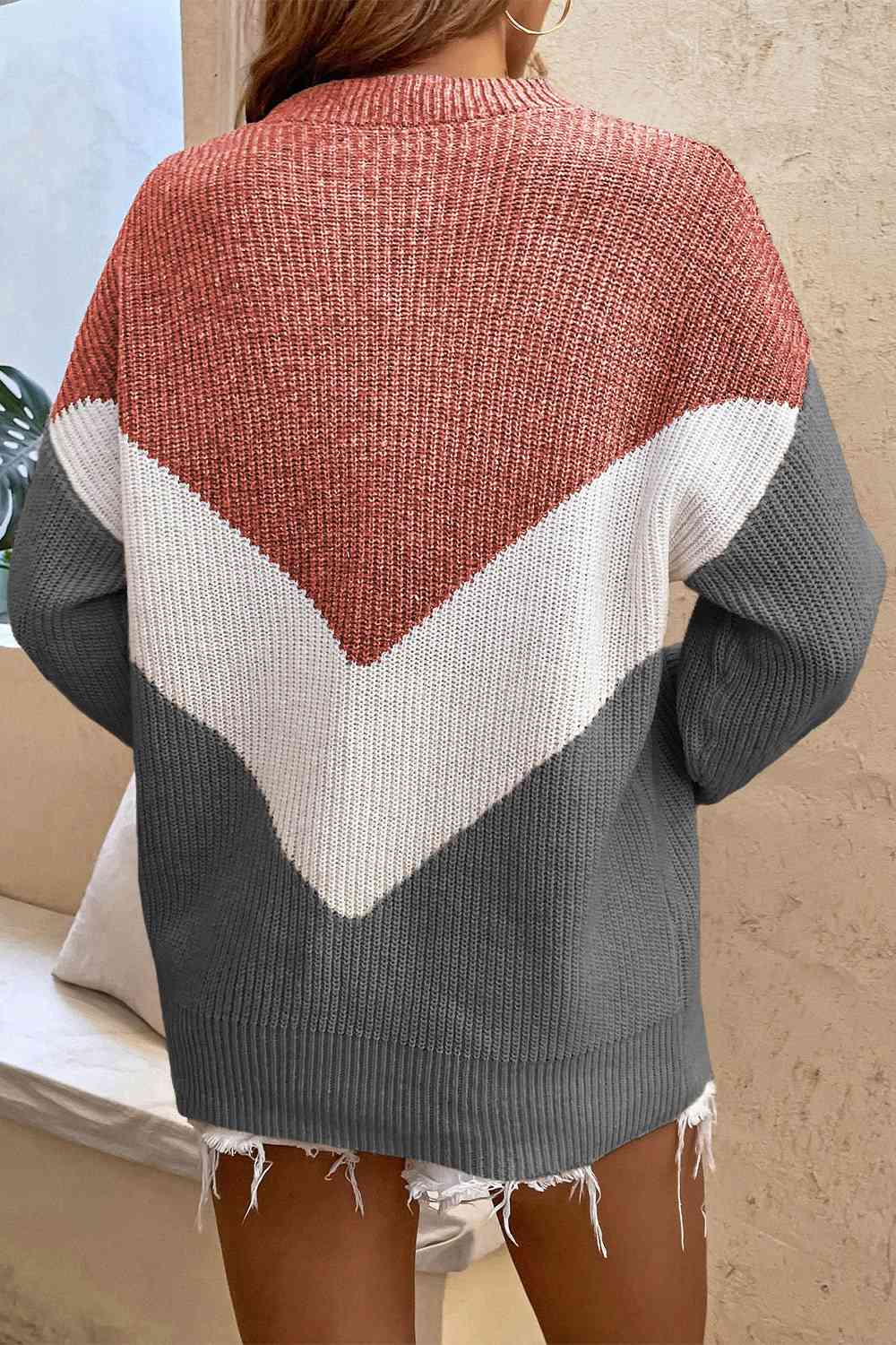 Round Neck Dropped Shoulder Sweater