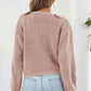 Ruffle Trim Button-Down Dropped Shoulder Sweater
