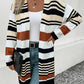 Striped Open Front Drop Shoulder Cardigan - Deals DejaVu