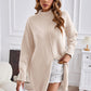 Exposed Seam Mock Neck Slit Sweater - Deals DejaVu