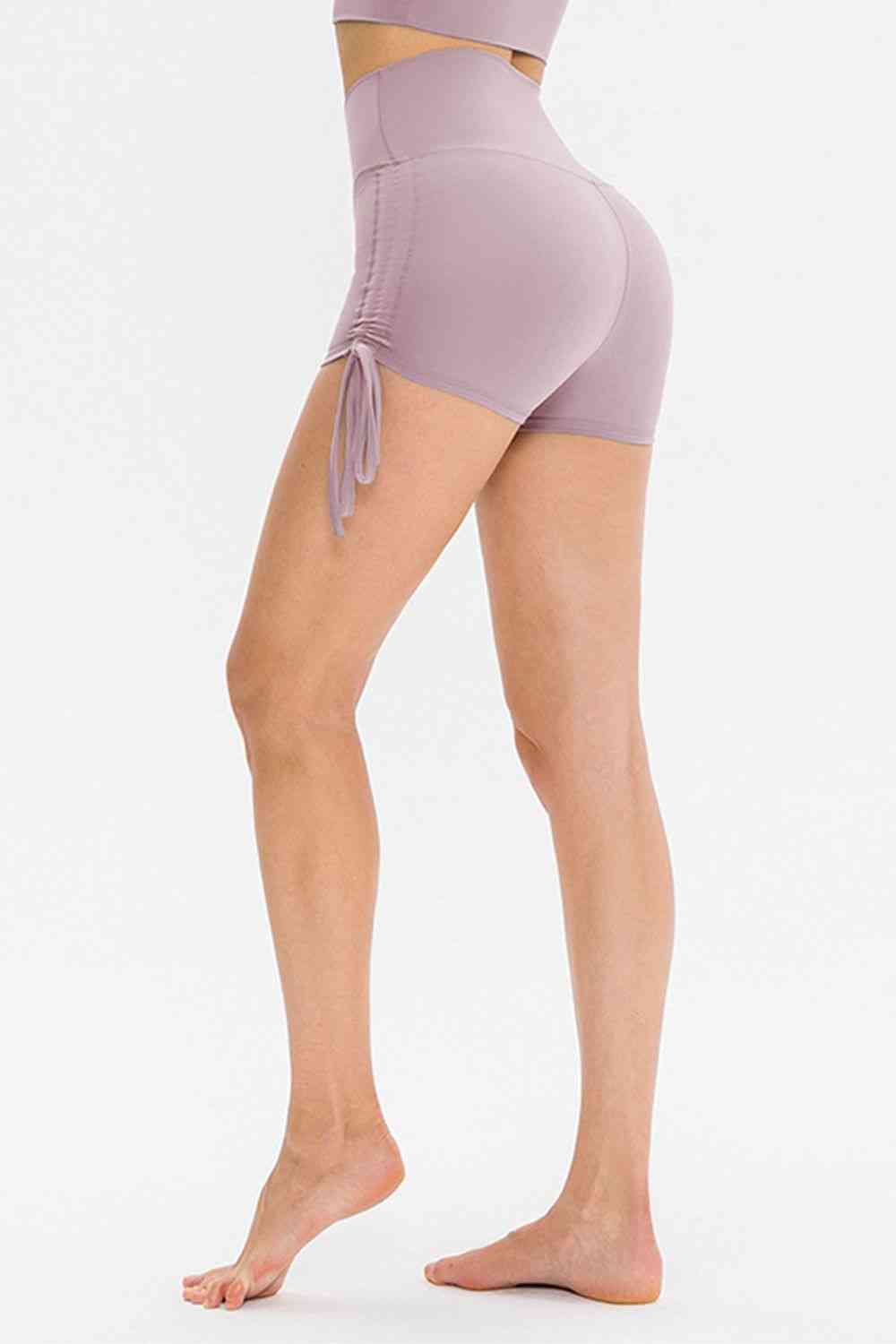 Drawstring Wide Waistband Side Tie Sports Shorts