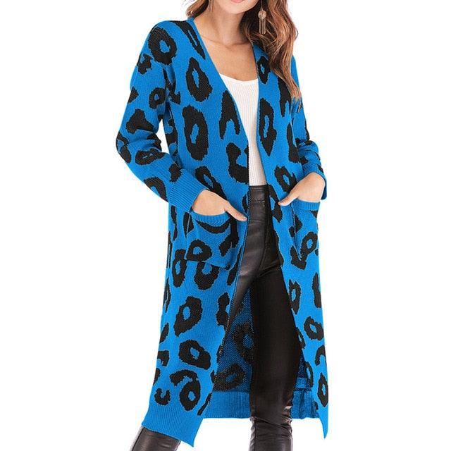 Great Autumn Winter Christmas Women Sweater - Women Casual Long Cardigan - New Leopard Streetwear (2U23)