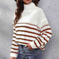 Striped Turtleneck Drop Shoulder Sweater - Deals DejaVu