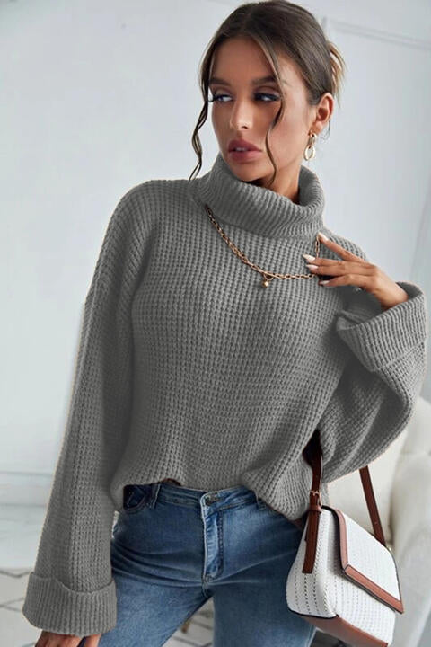 Turtleneck Long Sleeve Sweater - Deals DejaVu