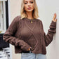 Cable-Knit Round Neck Dropped Shoulder Sweater - Deals DejaVu