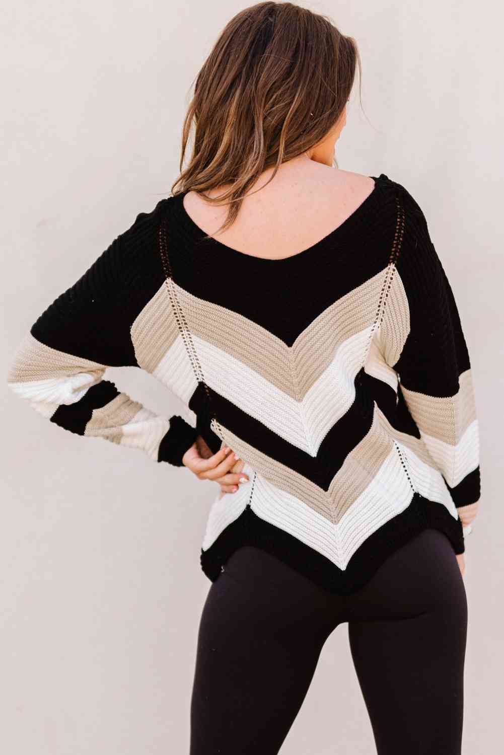 Color Block Rib-Knit Sweater - Deals DejaVu