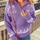 Zip-Up Mock Neck Dropped Shoulder Pullover Sweater