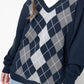 Geometric V-Neck Long Sleeve Sweater - Deals DejaVu