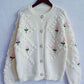 Floral Button Up Round Neck Long Sleeve Cardigan - Deals DejaVu