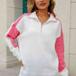 Contrast Quarter-Zip Collared Neck Sweater