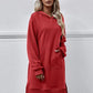 Slit Long Sleeve Hooded Dress with Pocket (MWBT) T - Deals DejaVu
