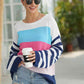 Striped Ribbed Trim Bell Sleeve Sweater - Deals DejaVu
