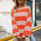 Striped Balloon Sleeve Knit Pullover - Deals DejaVu