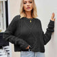 Cable-Knit Round Neck Dropped Shoulder Sweater - Deals DejaVu