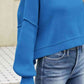 Round Neck Dropped Shoulder Sweater - Deals DejaVu
