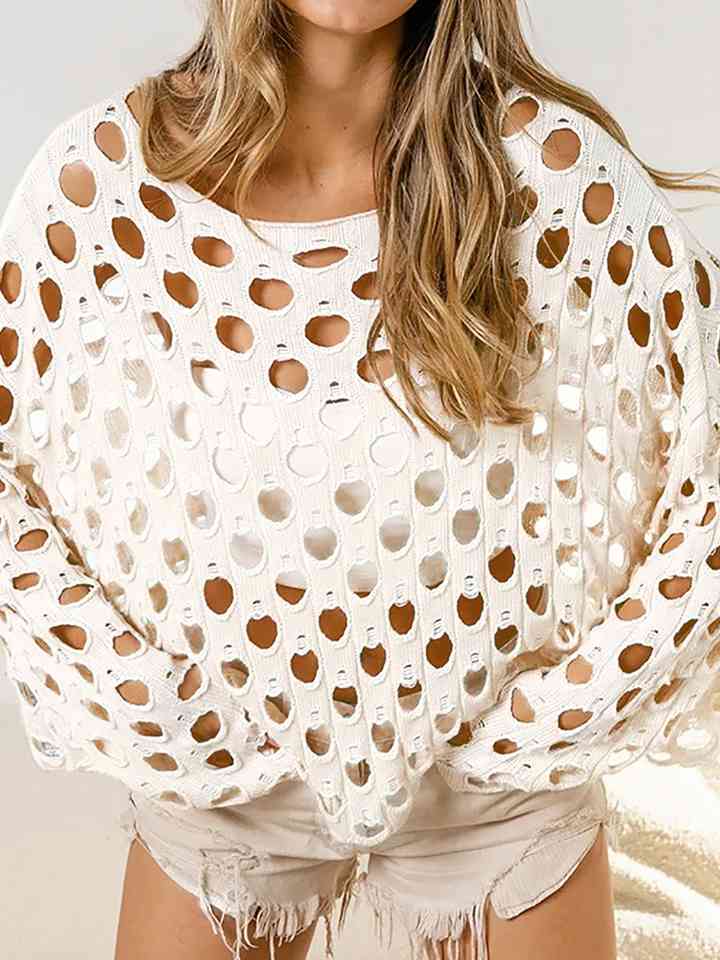 Cutout Round Neck Knit Top - Deals DejaVu