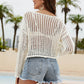 Fringe Trim Openwork Long Sleeve Cover-Up (TB11D) T - Deals DejaVu