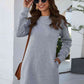 Round Neck Long Sleeve Mini Dress with Pockets (BFD) T - Deals DejaVu