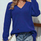 Distressed V-Neck Drop Shoulder Sweater - Deals DejaVu