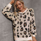 Animal Print Dropped Shoulder Knit Pullover