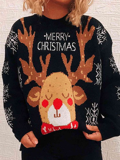 Christmas Element Long Sleeve Sweater - Deals DejaVu