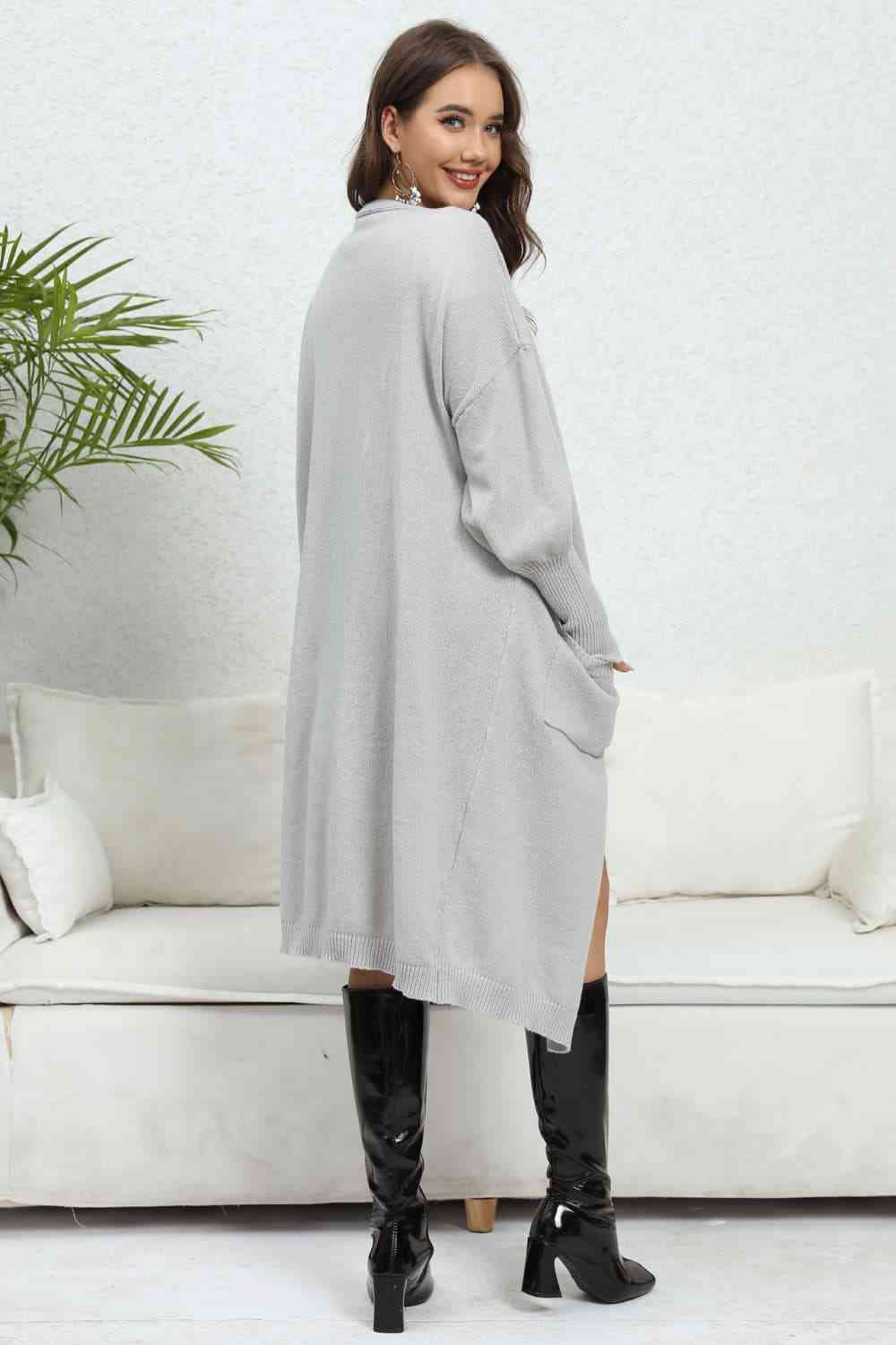 Open Front Dropped Shoulder Cardigan - Deals DejaVu