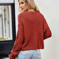 Cable-Knit Round Neck Dropped Shoulder Sweater - Deals DejaVu