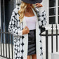 Geometric Open Front Fuzzy Cardigan