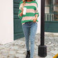 Striped Balloon Sleeve Knit Pullover - Deals DejaVu