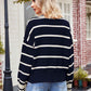 Striped Johnny Collar Sweater - Deals DejaVu