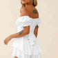 Off Shoulder Flounce Sleeve Romper