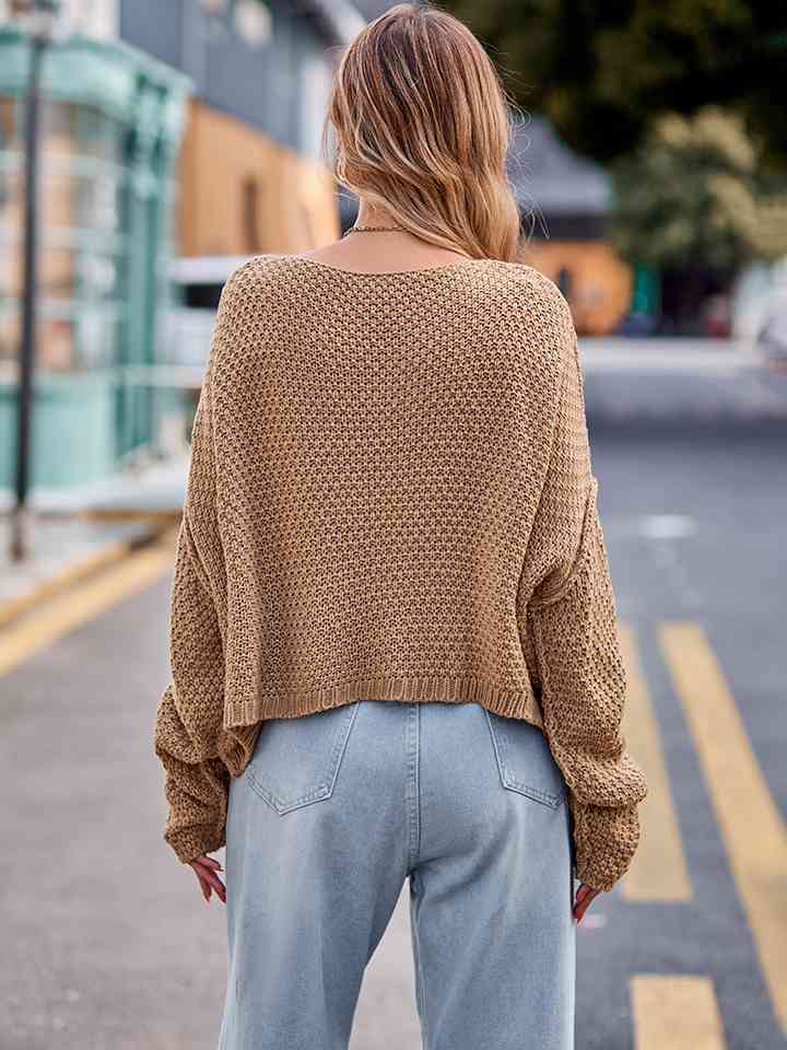 Round Neck Cable-Knit Sweater - Deals DejaVu