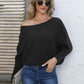 Full Size Horizontal Ribbing Dolman Sleeve Sweater